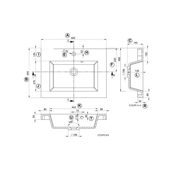 Allibert Kole Wastafel 60Cm - Glanzend Wit