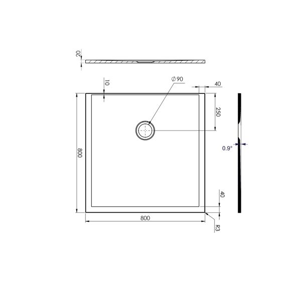 Allibert Karbon-Kontact Tub 80X80Cm