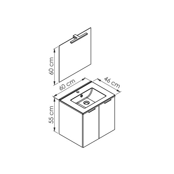 Allibert Euro Pack Wastafelset 60Cm 2 Deuren Eik Arlington