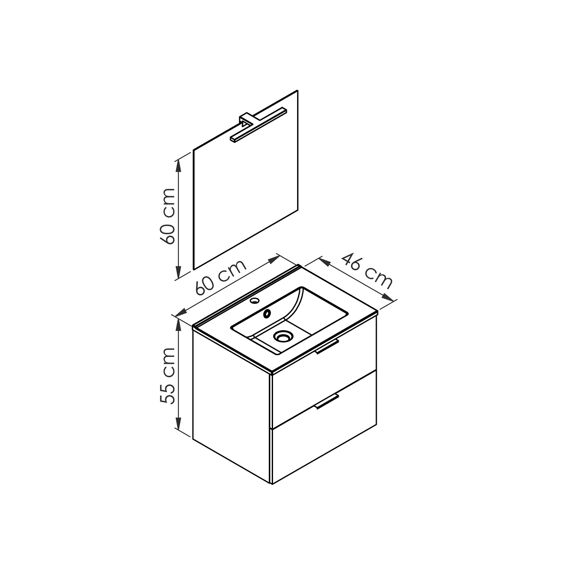 Allibert Euro Pack Wastafelset 60Cm 2 Lades Eik Arlington