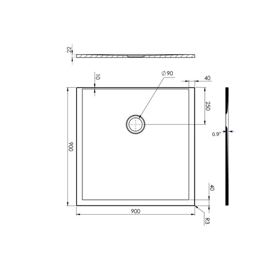 Allibert Karbon-Kontact Tub 90X90Cm