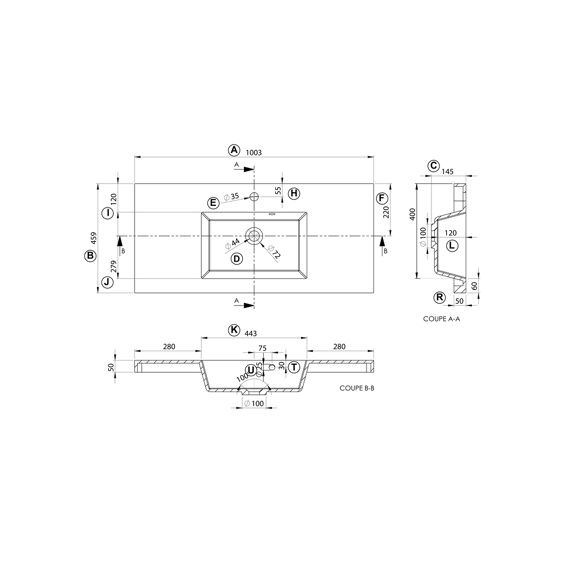 Allibert Kole Wastafel 100Cm - Wit Mat