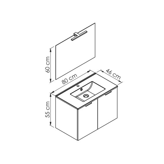 Allibert Euro Pack Wastafelset 80Cm 2 Deuren Eik Arlington