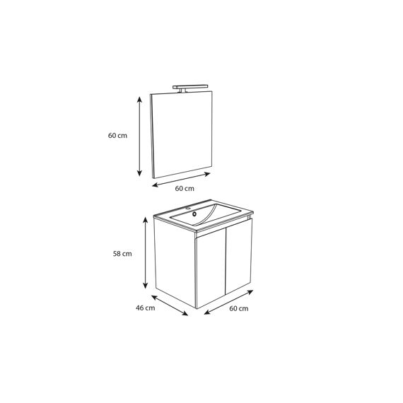 Allibert Bazil Wastafelset 60Cm 2 Deuren - Eik Hamilton