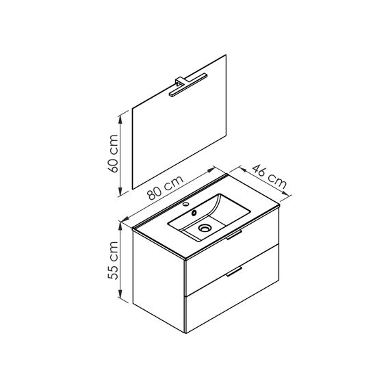 Allibert Euro Pack Wastafelset 80Cm 2 Lades Eik Arlington