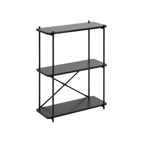 Pascal Bookcase Black Metal 3 Planken 60X25X75Cm