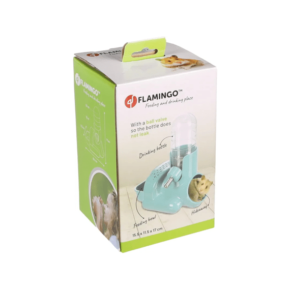 Flamingo Eet- En Drinkplaats Hamster Hamtaro Blauw 124Ml 15,5X11,5X17Cm
