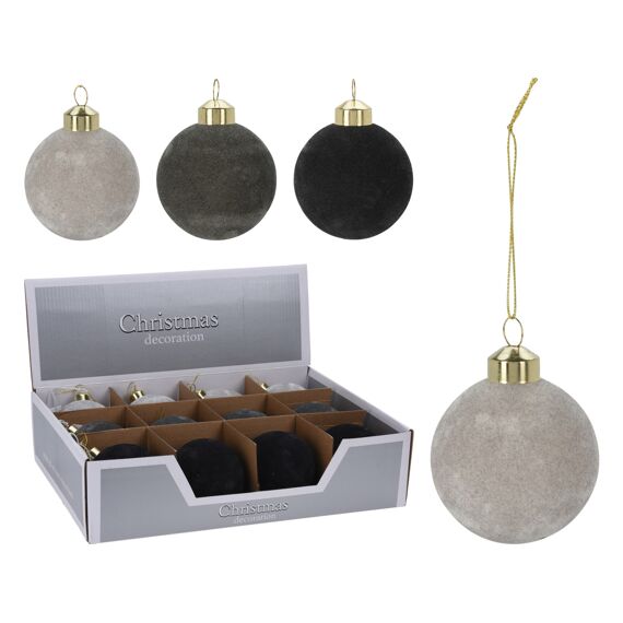 Kerstbal Velvet 80Mm 3 Assortiment Prijs Per Stuk