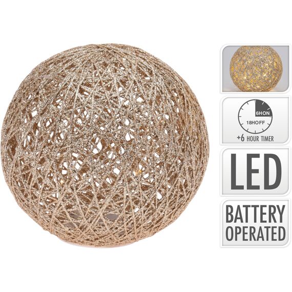 Bal 20Led 20Cm Goud Met Glitter