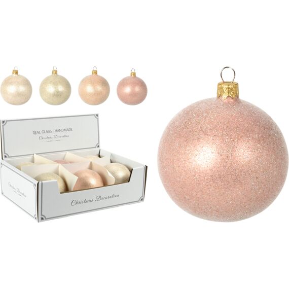 Kerstbal Flocked 100Mm 4 Assortiment Prijs Per Stuk