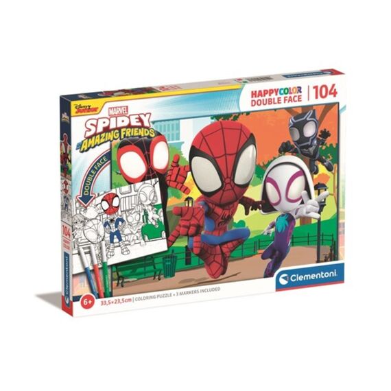 Clementoni Puzzel 104 Stuks Double Face Marvel/Spidey