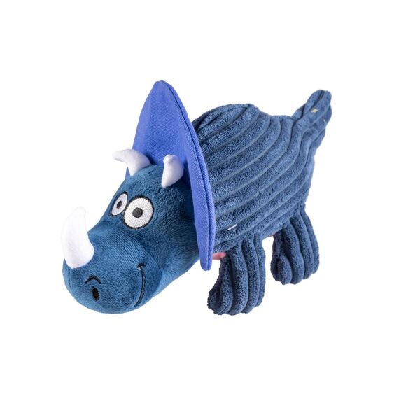 Duvo+ Pluche Dino Triceratops Corduroy 31X10X15Cm Blauw