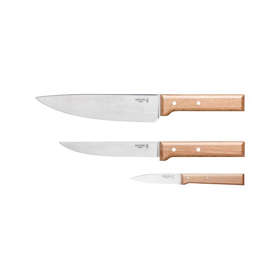 Opinel Messenset 3-Delig, Opinel Parallèle, Rvs/Hout, Doos