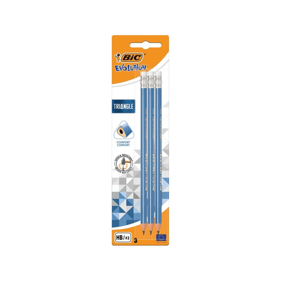 Bic Potlood Evolution Triangle Met Gom 3St