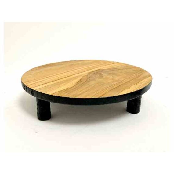 Dienblad Teak Natural/Black D30Xh8Cm