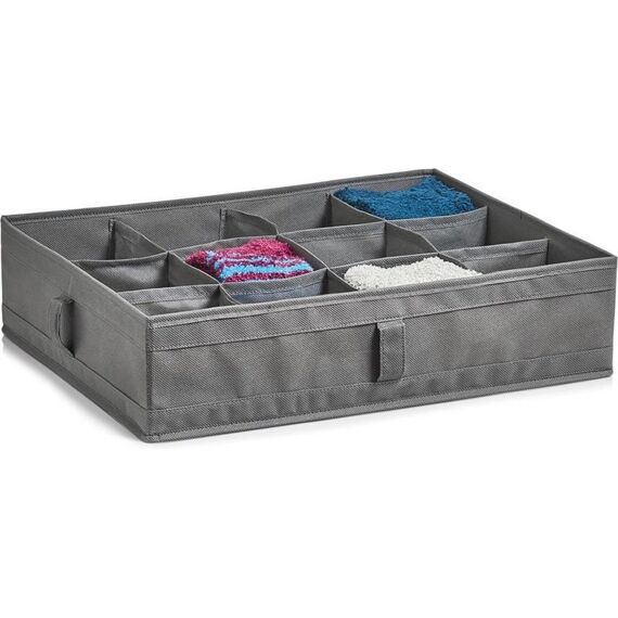 Storage Box 12 Compartments Non-Woven Grey 44X34X11Cm