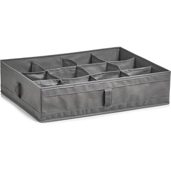 Storage Box 12 Compartments Non-Woven Grey 44X34X11Cm