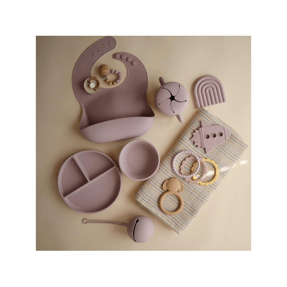 Mushie Bibs Silicone Fopspeendoosje Soft Lilac