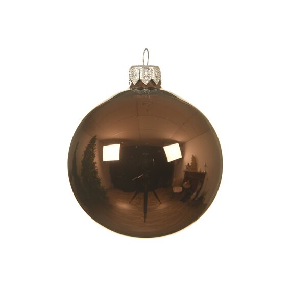 Kaemingk Kerstballen Glas Shiny Dia6.00Cm Walnoot