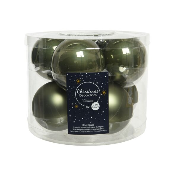 Kaemingk Kerstballen Glas Enamel- Matt Mix Dia7.00Cm Mos Groen