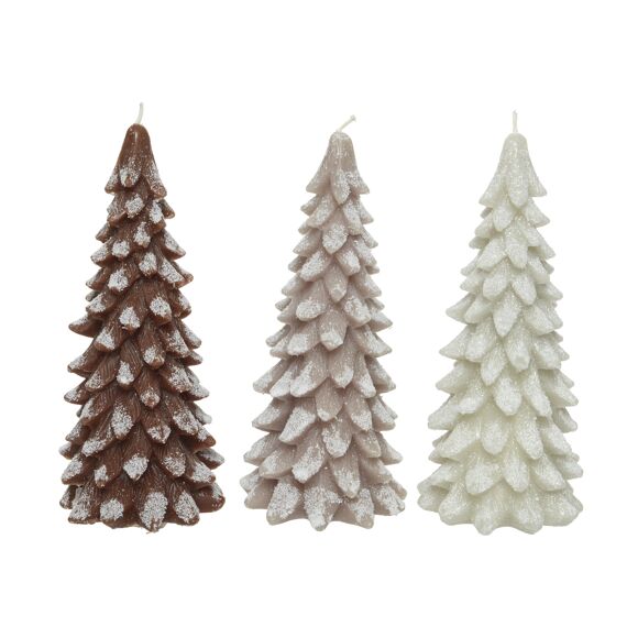 Kaemingk Kaars Wax Tree Snowy Dia9.50-H20.00Cm 3 Assortiment Prijs Per Stuk/Kleur