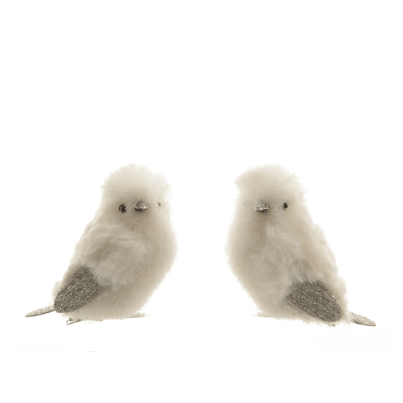 Kaemingk Vogel Polyester Op Clip L5.00-W10.00-H9.00Cm Wit 2 Assortiment Prijs Per Stuk/Kleur