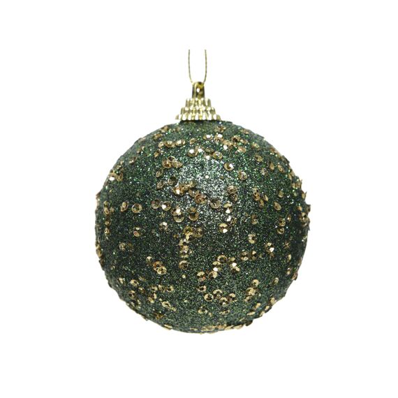 Kaemingk Kerstbal Foam Sequins- Beads- Glitter Dia8.00Cm Dennengroen