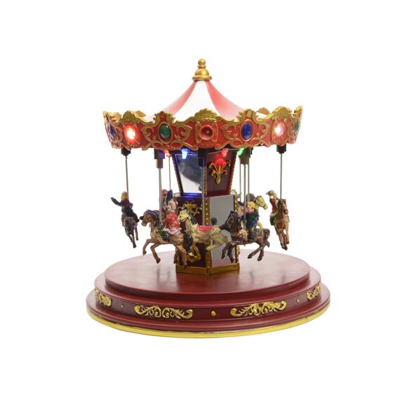 Kaemingk Led Scenery Polyresin Carousel Binnen L24.00-W24.00-H25.00Cm-14L Multi