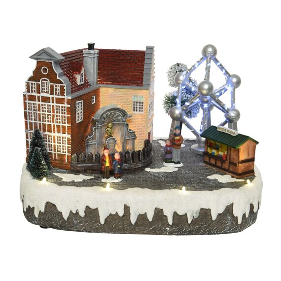 Kaemingk Led Scenery Polyresin Brussels Scene Binnen L22.00-W29.00-H22.00Cm-67L Koel Wit