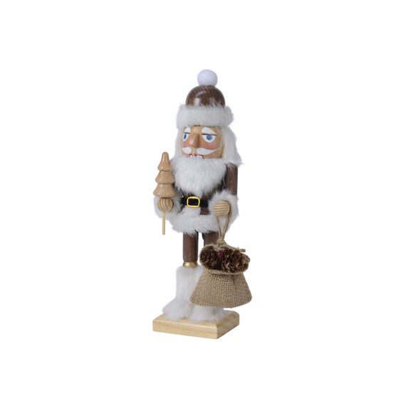 Kaemingk Notenkraker Schimahout Santa With White Faux Fur L6.00-W7.50-H25.00Cm Bruin