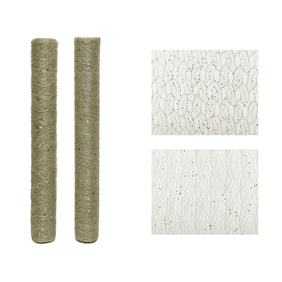 Kaemingk Decostof Polyester Glitter Structure - Leaf L200.00-W35.00-H0.01Cm Champagne 2 Assortiment Prijs Per Stuk/Kleur