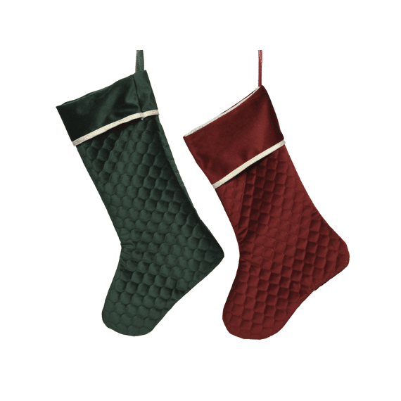 Kaemingk Kous Polyester Fluweel Boot With Gold Cord Edge L45.00-W28.00-H0.30Cm 2 Assortiment Prijs Per Stuk/Kleur