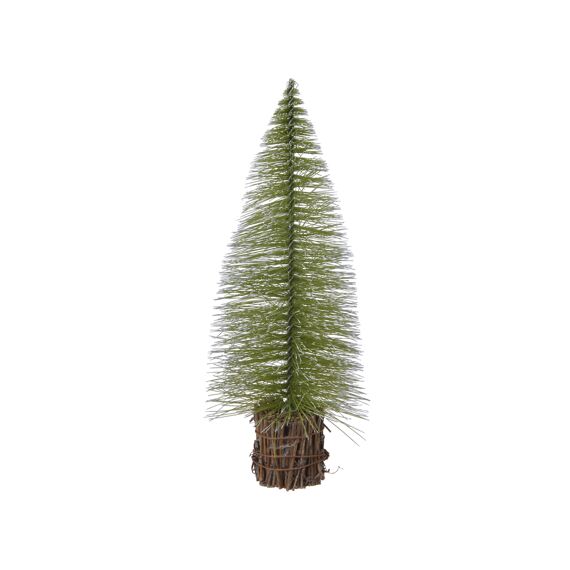 Kaemingk Brush Mini Boom Snowy Binnen Dia6.00-H14.00Cm Groen/Wit