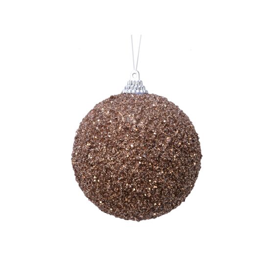 Kaemingk Kerstbal Foam Glitter Sequins And Glitter Dia8.00Cm Walnoot