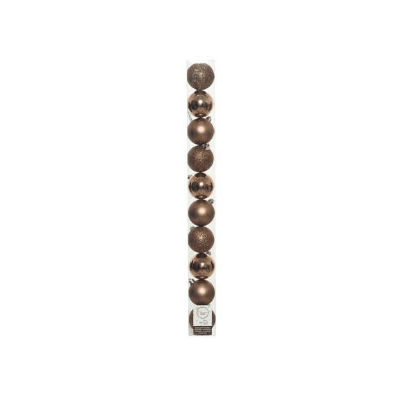 Kaemingk Kerstbal Kunststof Shiny-Matt-Glitter Mix Dia6.00Cm Walnoot