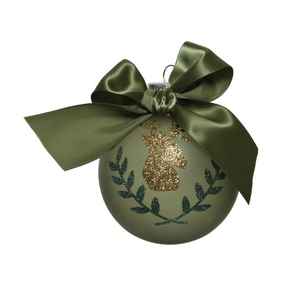 Kaemingk Kerstbal Kunststof Bow Dia8.00Cm Mos Groen