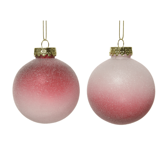 Kaemingk Kerstbal Op Draad Kunststof Dia8.00Cm Velours Roze 2 Assortiment Prijs Per Stuk/Kleur