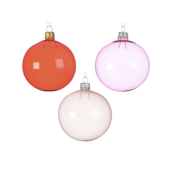 Kaemingk Kerstballen Glas Unsilvered Shiny - Unsilvered Enamel Transparent Dia8.00Cm 3 Assortiment Prijs Per Stuk/Kleur