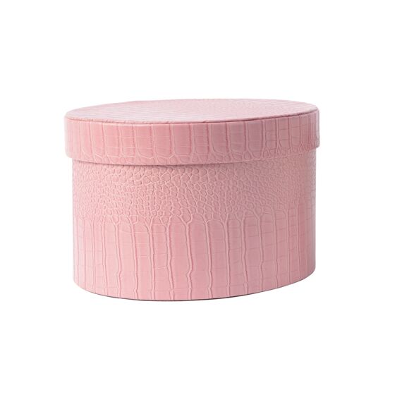 Kaemingk Doos Pu Leer Round Pu Leather Crocodile Pattern Pu Leather Dia27.00-H17.00Cm Soft Pink