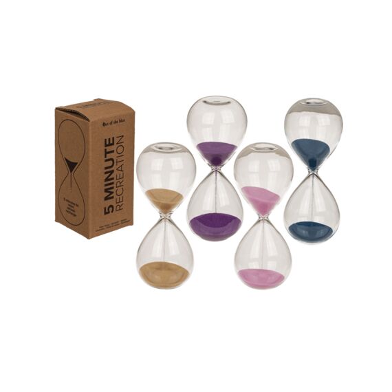 Zandloper Glas 5Minuten 4 Kleuren - Assortiment Prijs Per Stuk/Kleur.