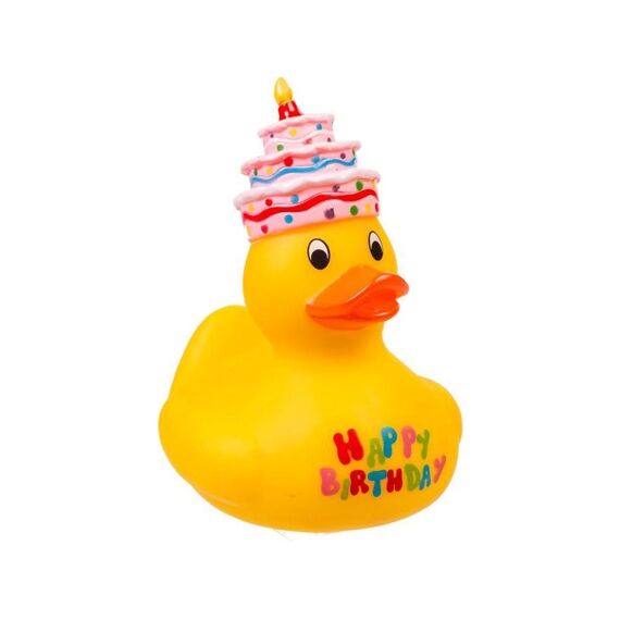 Badeend Geel Piepend Happy Birthday 10Cm