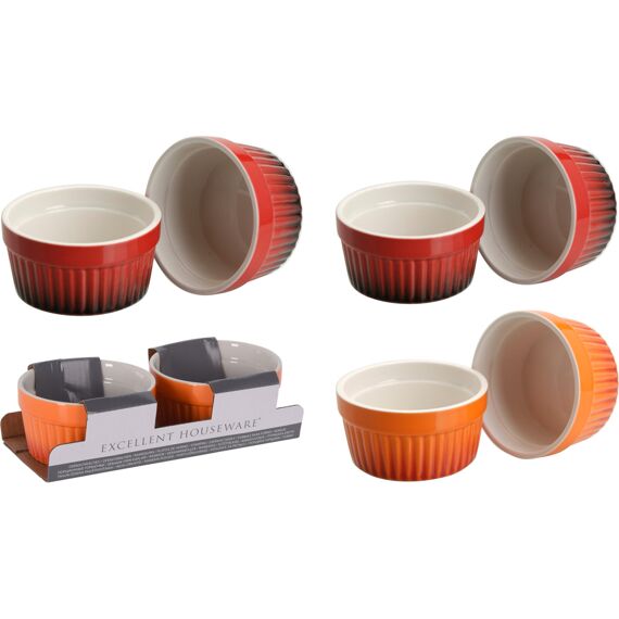 Excellent Houseware Creme Brulee Bakjes Dia 9Cmx H4,6Cm,  Set 2Stuks, 2 Assortiment Prijs Per Stuk/Kleur