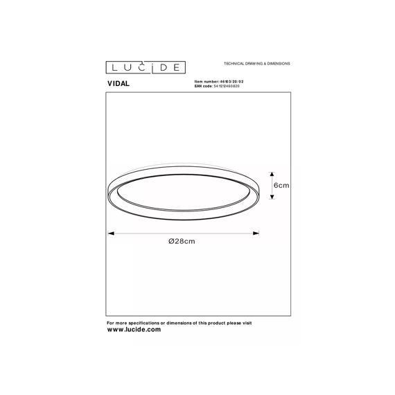 Lucide Vidal Plafonniere Mat Goud 28Dia Led  Dimbaar 20W