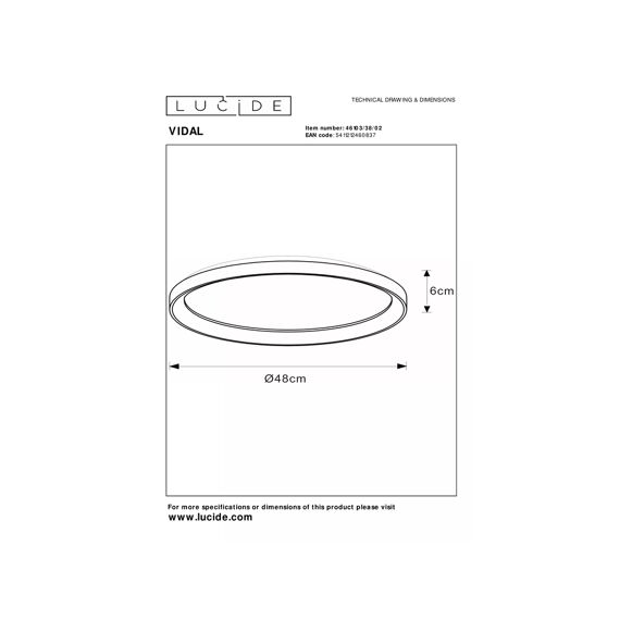 Lucide Vidal Plafonniere Mat Goud 48Dia Led  Dimbaar 38W