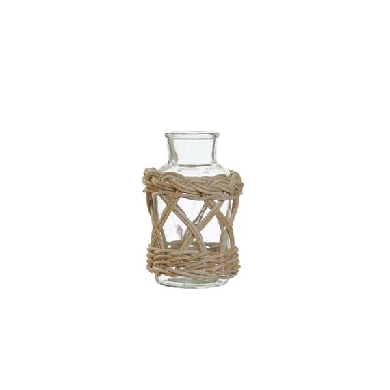 Vase Glass W/ Rattan D10Cmx16Cm