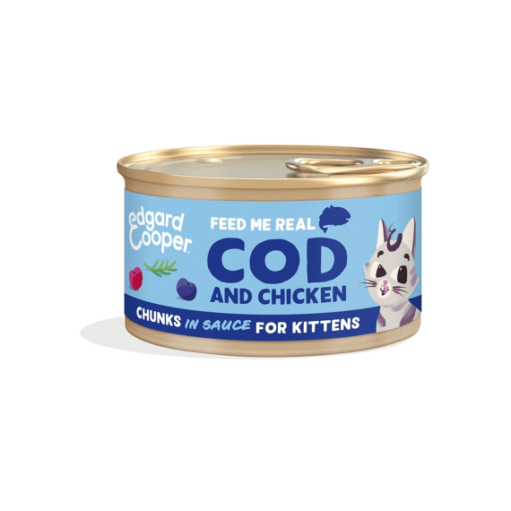 Edgard & Cooper Kitten Cod & Free-Run Chicken Chunks In Sauce 85Gr