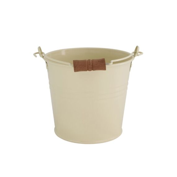 Bucket Metal With Beech Wood D17X14Cm Off White Fsc-Certified