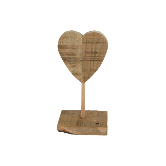 Heart Historic Wood On Stand 10X8X20.5Cm Natural