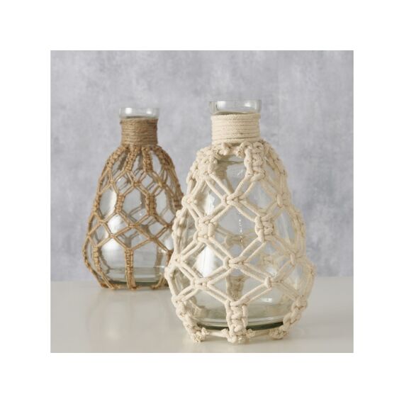 Vaas Solmi H19Cm Glas/Jute 2 Assortiment Prijs Per Kleur