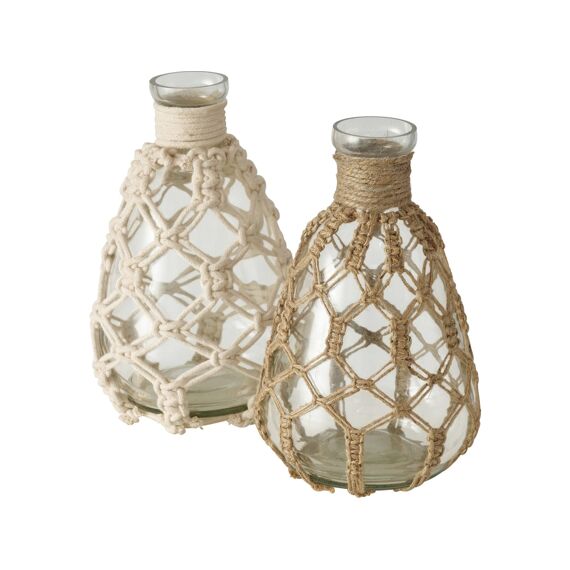 Vaas Solmi H19Cm Glas/Jute 2 Assortiment Prijs Per Kleur